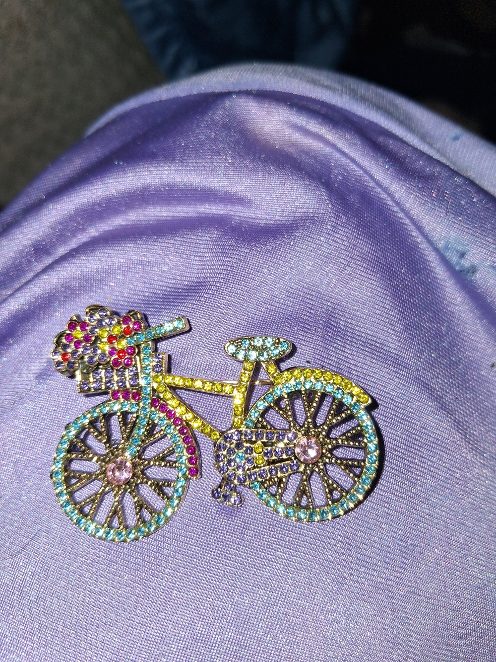 Multicolor Rhinestone Bicycle Brooch - Women Jewelry Brooches